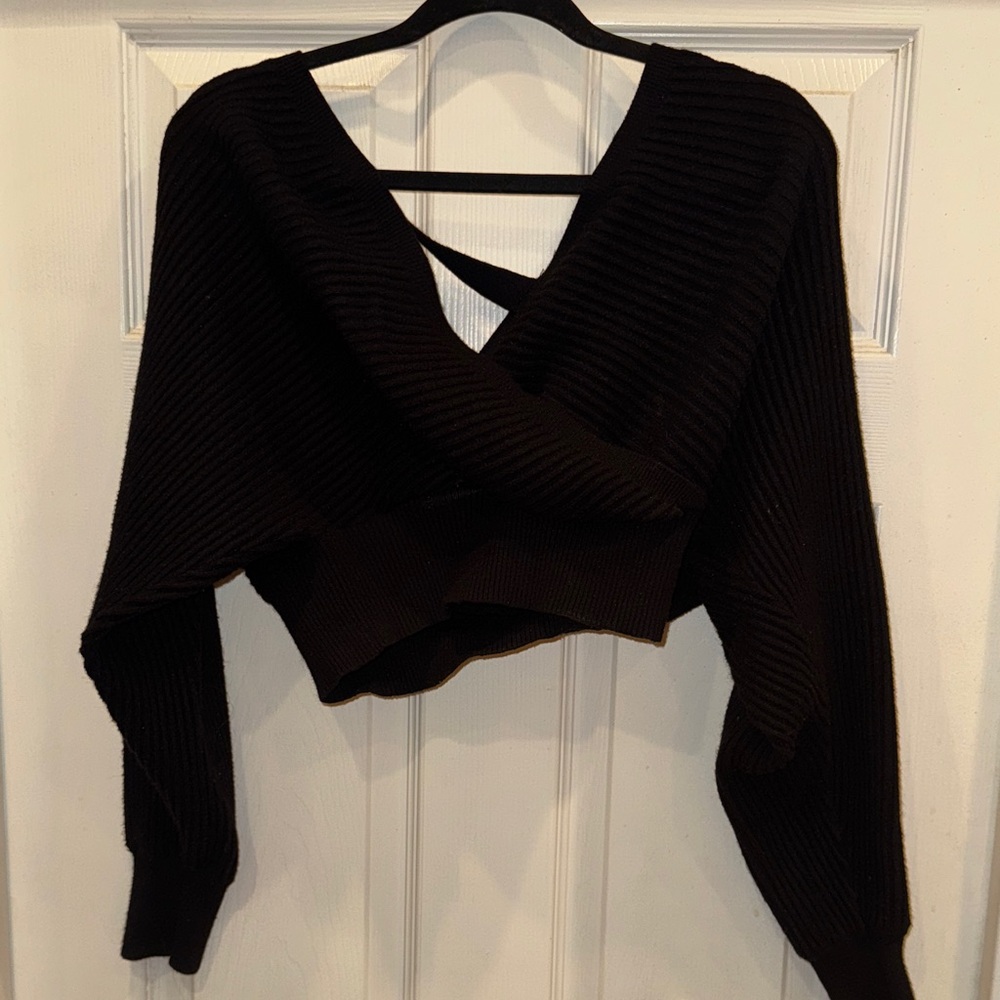 Cropped Off the Shoulder Knit Sweater